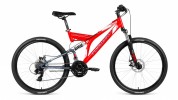 Велосипед 26' двухподвес FORWARD RAPTOR 26 2.0 disc красный/серый мат., 21 ск., 18' RBKW8S6Q003